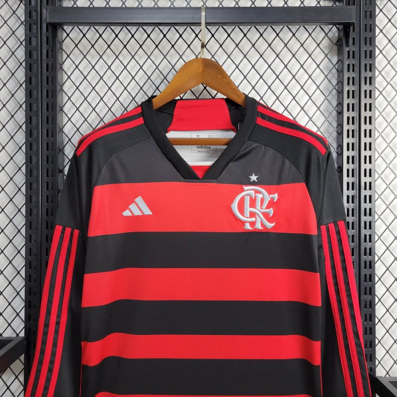 Camisa Flamengo Home 24/25 - Adidas Torcedor Manga Comprida